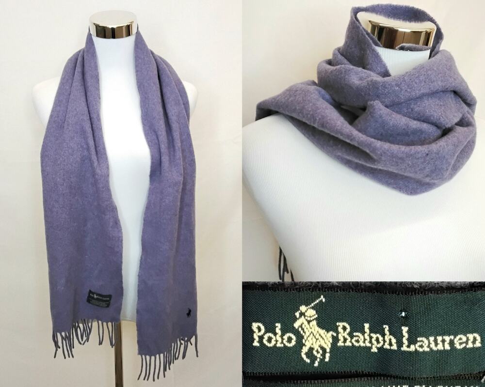 Polo Ralph Lauren 100% Lamb's Wool Purple Scarf W/ Fringe #J5915